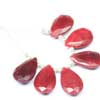 Natural Red Ruby Faceted Pear Drop Matching Pair 6 Same Size Beads Size 16x10mm approx. Ruby is a blood red color gemstone variety of corundum. It is also known as undisputed king of gemstones. Ruby is a zodiac sign of Leo